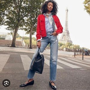 J. Crew Odette Red Sweater Lady Jacket Size Medium